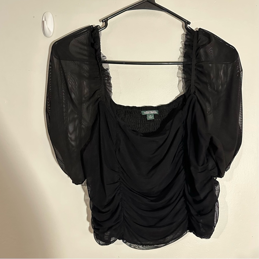 Black Puff Sleeve Top